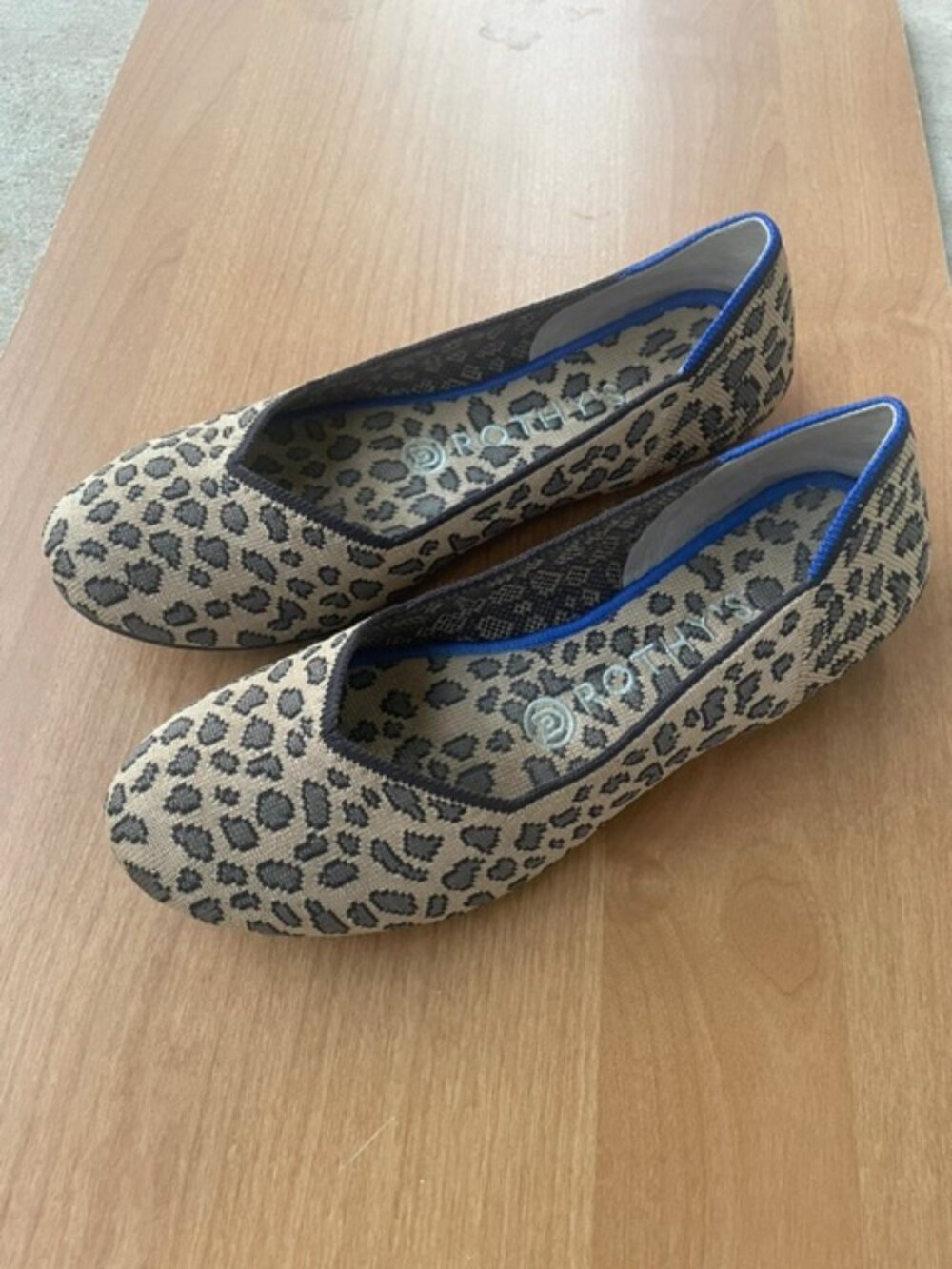 Rothy's Women's Round Point Leopard Print Flats, Brown, Size 7.5